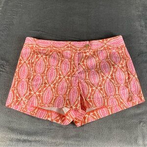 J Crew Chino‎ Shorts Womens Size 4 Pink & Orange Batik Style Retro Short Shorts
